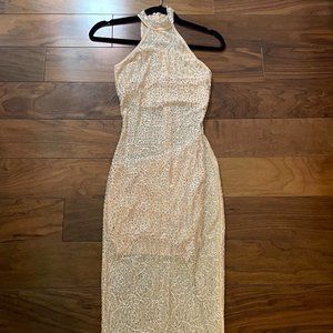 Akira Mesh Floral Dress with Sequin Detail